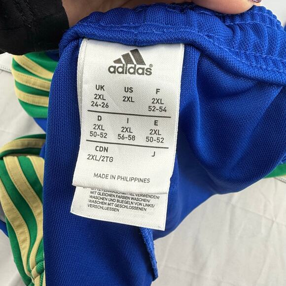 Adidas Warm Up Pants 3 Stripe Royal Blue Butter Yellow Green Mens 2XL Side Zip - Picture 3 of 7